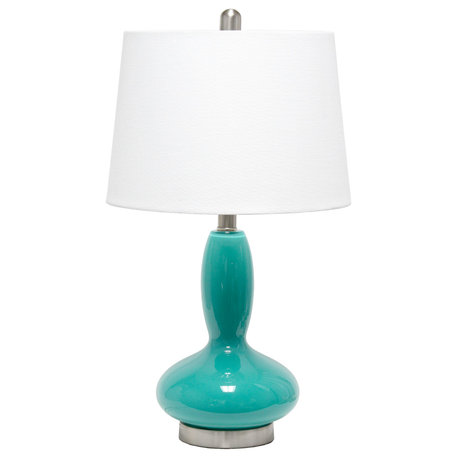 Elegant Designs Contemporary Curved Glass Table Lamp, Teal