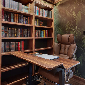 Rotating Hidden Wall Bed - Oiled Walnut Library