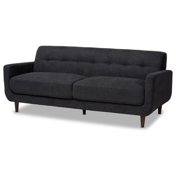 Gilroy Mid-Century Modern Upholstered Sofa, Dark Gray