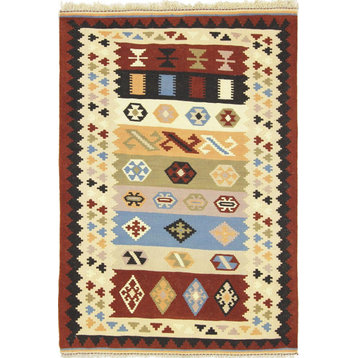 Persian Kilim Fars 5'0"x3'5" Hand Woven Oriental Rug
