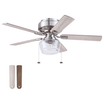 Prominence Home MaCenna Low Profile Ceiling Fan with Light, 52 inch, Nickel