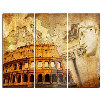 "Great Roman Empire" Digital Collage Metal Wall Art, 3 Panels, 36"x28"
