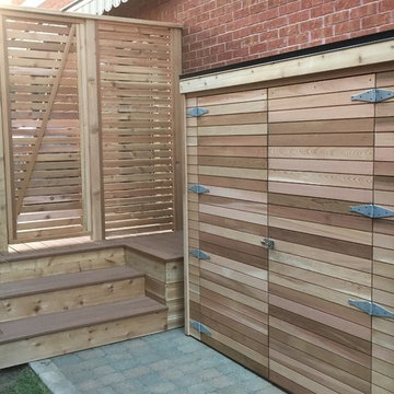 TREX floor and cedar storage, pannels and doors