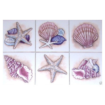 Lobster Art Tile 4"x4" Decorative Ceramic Beach Seashell Starfish New Backsplash 