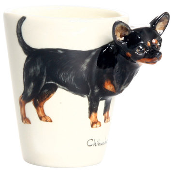 Chihuahua Short-Haired 3D Ceramic Mug, Black