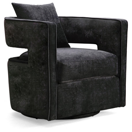 Kennedy  Velvet Swivel Chair, Black