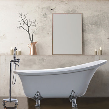 Vanity Art Freestanding Acrylic Bathtub, White, 68.9" x 29.9"
