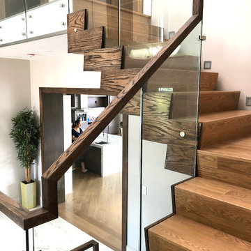Dexter Modern Wood Cladding Staircase and Glass Railing