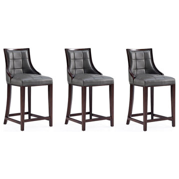 Fifth Avenue Faux Leather Counter Stool Set of 3, Pebble Gray
