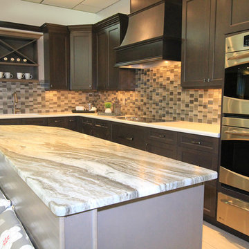 Built-In Breakfast Banquet Seating with Island Bar Kitchen