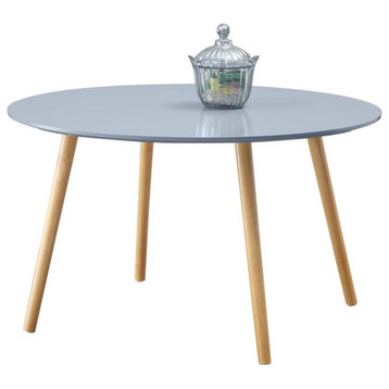 Convenience Concepts Oslo Round Coffee Table in Gray Piano Wood Finish