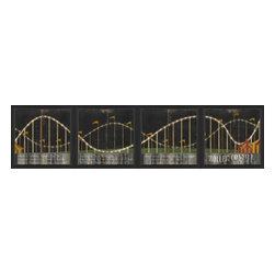 The Artwork Factory - Roller Coaster on Black 4-Panel Framed Artwork - Prints And Posters