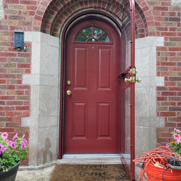 Round Top Steel Entry Door & Steel Security Storm Door