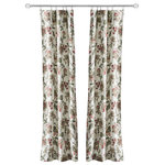 Ellis Curtain - Madison Floral Tailored Panel Pair, Brick, 56"x63" - Make a colorful, stylish statement in any room with this rich and beautiful floral. The tailored panel pair is constructed using 50-percent polyester/50-percent cotton duck fabric that creates a smooth draping effect, soft texture and easy maintenance. Each curtain panel is constructed with a 2-inch header and 3-inch rod pocket. Two tiebacks are included for a different look.  For wider windows simply add multiply panels together. Easy care machine washable.