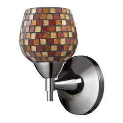 Elk Lighting - Celina 1-Light Sconce, Polished Chrome With Multi Fusion Glass - Wall Sconces
