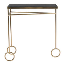 Larose Brass Frame Slate Top Table - Side Tables And End Tables