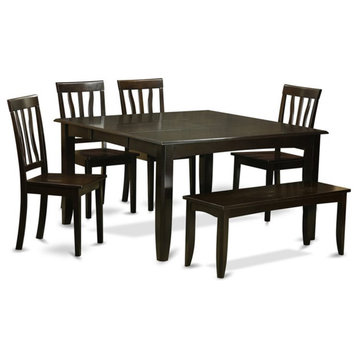 Atlin Designs 6-piece Wood Dining Set with Bench in Cappuccino