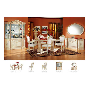 Rossella Comp 1 Dining Room Set (Table, 2 Arm & 4 Side Chairs, 4 Door China Cabi