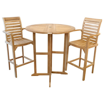 Grade A Teak 39" Dropleaf Bar Table With 2 St. Moritz Chairs