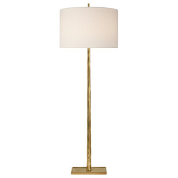 Lyric Branch Floor Lamp in Soft Brass with Linen Shade