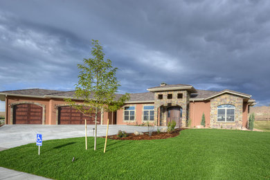 Example of a huge classic one-story mixed siding exterior home design in Denver
