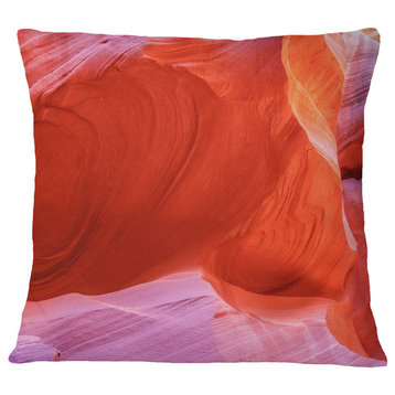 Antelope Canyon Cave Inside Landscape Photography Throw Pillow, 18"x18"