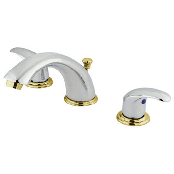 Kingston Widespread Bathroom Faucet w/Pop-Up, Polished Chrome/Polished Brass