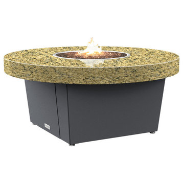 Circular Fire Pit Table, 48", Propane, Santa Cecillia Granite Top, Gray