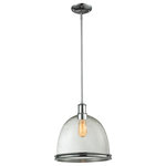 Z-Lite - Z-Lite Mason 1-Light Pendant, Chrome, Clear Seedy, 719P13-CH - The simple vintage design of the Mason family is a warm welcome to any style in your home. Available in bronze, olde bronze, brushed nickel and chrome finishes. 13  pendants with metal and matte opal shades include a frosted glass diffuser.