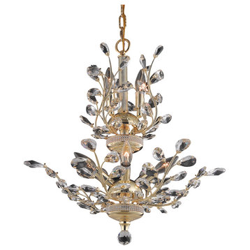 Orchid 8-Light Gold Chandelier, Crystal: Royal Cut