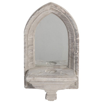 Cement Protected Decorative Wall Mirror, Washed White