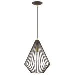 Livex Lighting - Linz 1 Light Pendant, Bronze with Antique Brass Accents - This 1 light Pendant from the Linz collection by Livex Lighting will enhance your home with a perfect mix of form and function. The features include a Bronze with Antique Brass Accents finish applied by experts.