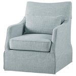 Olliix - Martha Stewart London Swivel Chair Soft Upholstered with Pillow and Skirt, Light Blue - The light blue upholstery creates a fresh look that stretches into a classic skirted bottom. Hidden behind the skirt is a swivel base that allows the chair to rotate 360 degrees. A loose seat cushion and back support pillow ensure soft and supportive comfort that makes this accent chair perfect for relaxing in your living room or bedroom.