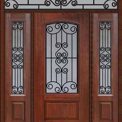 Prehung Side lights-Transom Door 80 Fiberglass Verona Arch Lite - Front Doors
