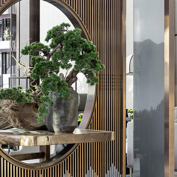 Stainless Steel Room Divider, Living Room Divider, Titanium Gold Brushed Screen
