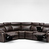 Classic Large Bonded Leather Reclining Corner Sectional Sofa, Brown