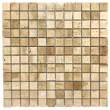 Patara 1"x1" Square Design 12"x12" Travertine Mesh Mosaic Tile (10 sqft per box)