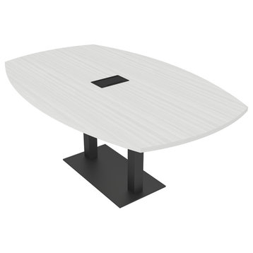7 Foot Arc Boat Conference Table With Square Metal Base Power And Data