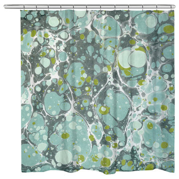 Laural Home Dusty Teal Marble Shower Curtain