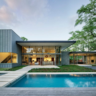 Minimalist gray two-story exterior home photo in Houston