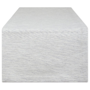Light Gray And Off-White Tonal Recycled Cotton Slubby Rib Table Runner 14X108