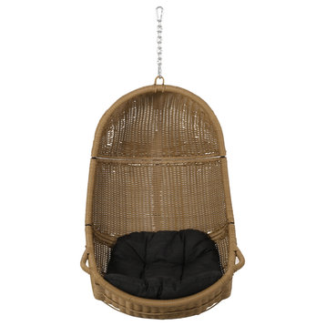 Yukon Outdoor Wicker Hanging Basket Chair With Cushions