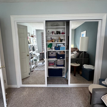 White Wood Frame Mirror Sliding Closet Doors