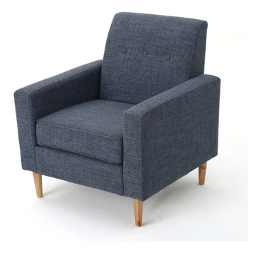 GDF Studio Stratford Mid Century Modern Fabric Club Chair, Dark Blue