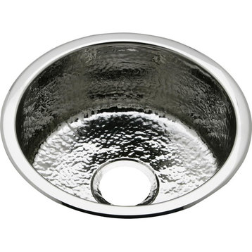 Elkay Stainless Steel Single Bowl Dual Mount Bar Sink, Hammered Mirror