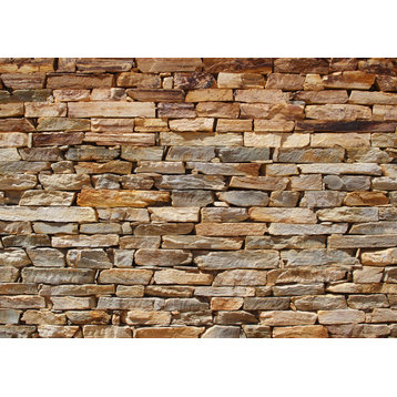 Stone Brick  Yellow Beige  Wall Mural 142"x106"