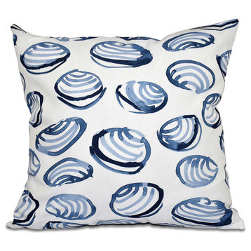 Clams, Geometric Print Pillow, Blue, 20"x20"