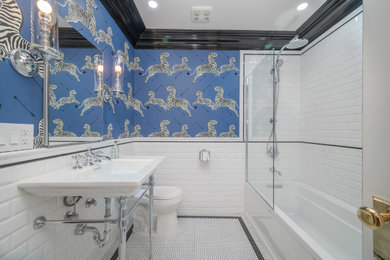 Scalamandre Zebra Blue Bathroom