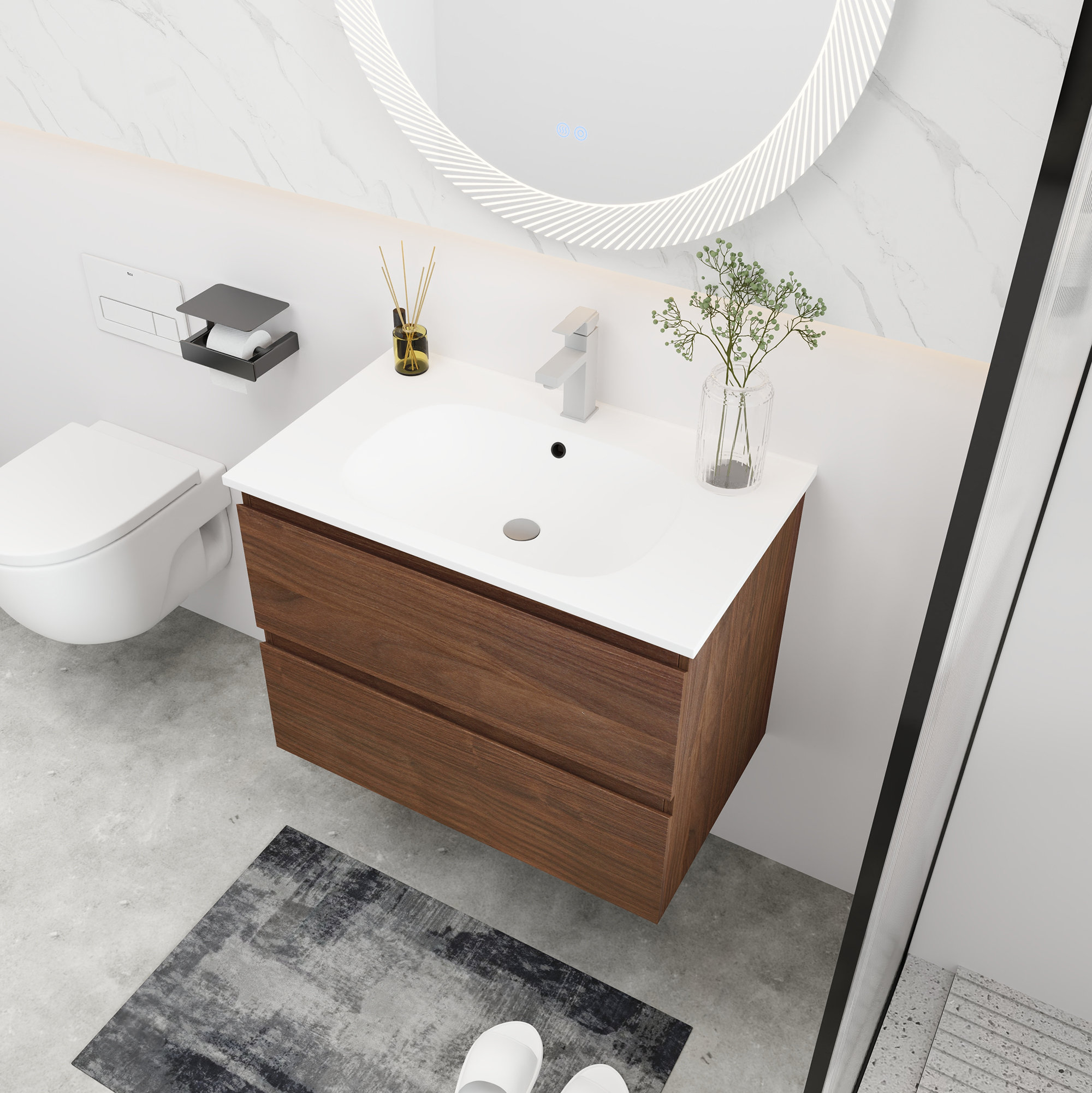 30" Wall-Mounted Bath Vanity, Top and Basin - Modern - Bathroom ...