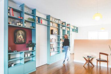 Living room - mid-sized contemporary loft-style living room idea in Montreal